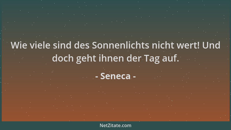 Seneca - Wie viele sind des Sonnenlichts nicht wert! Und doch geht ihnen der Tag auf....