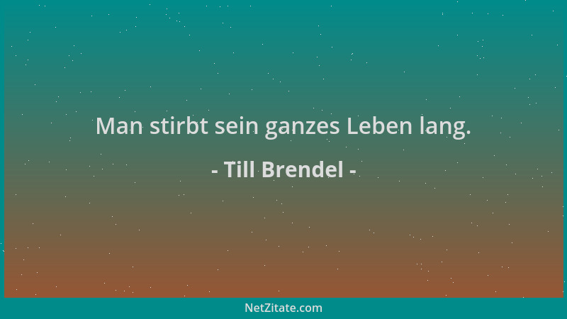 Till Brendel - Man stirbt sein ganzes Leben lang....