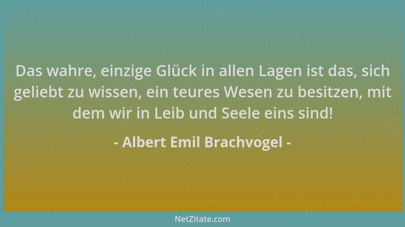 Albert Emil Brachvogel - Das wahre, einzige Glück in allen Lagen ist das, sich geliebt zu wissen, ein teures Wesen zu besit...