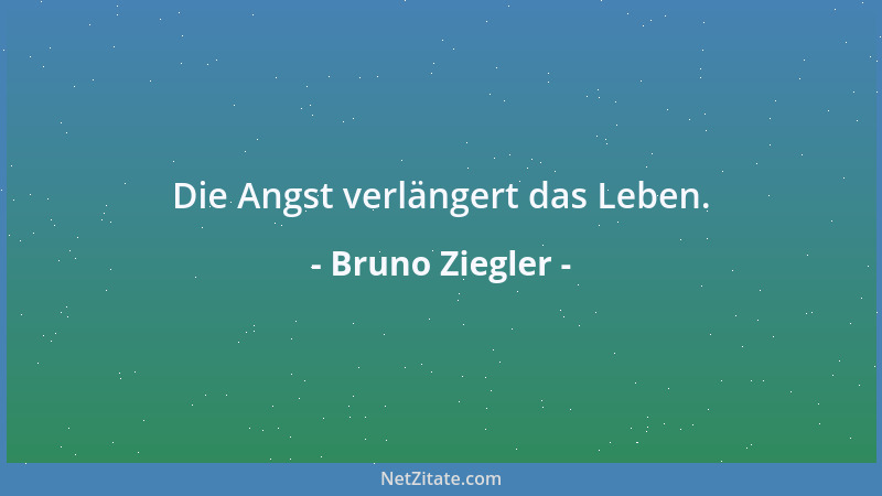 Bruno Ziegler - Die Angst verlängert das Leben....