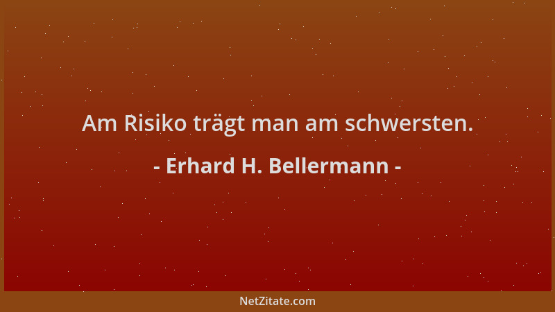 Erhard H. Bellermann - Am Risiko trägt man am schwersten....