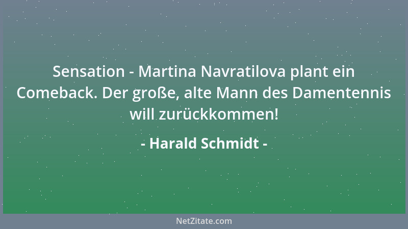 Harald Schmidt - Sensation - Martina Navratilova plant ein Comeback. Der große, alte Mann des Damentennis will zurückkommen...