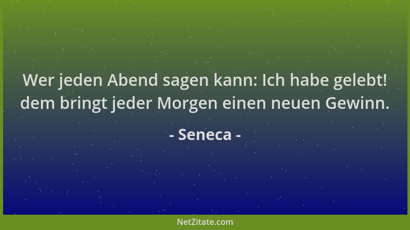 Seneca - Wer jeden Abend sagen kann: Ich habe gelebt! dem bringt jeder Morgen einen neuen Gewinn....