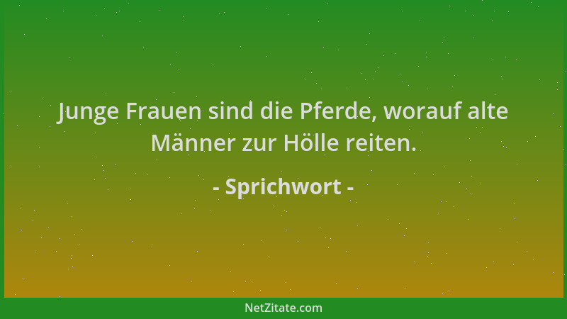 Sprichwort - Junge Frauen sind die Pferde, worauf alte Männer zur Hölle reiten....