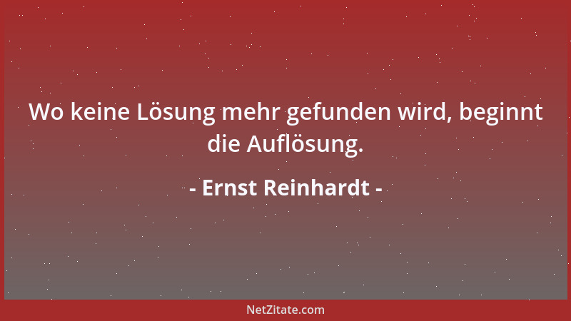 Ernst Reinhardt - Wo keine Lösung mehr gefunden wird, beginnt die Auflösung....