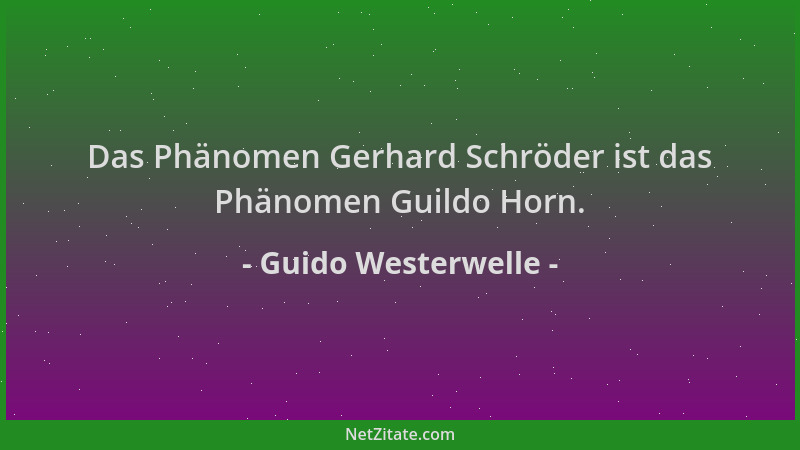 Guido Westerwelle - Das Phänomen Gerhard Schröder ist das Phänomen Guildo Horn....