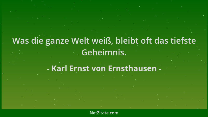 Karl Ernst von Ernsthausen - Was die ganze Welt weiß, bleibt oft das tiefste Geheimnis....