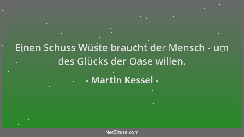 Martin Kessel - Einen Schuss Wüste braucht der Mensch - um des Glücks der Oase willen....