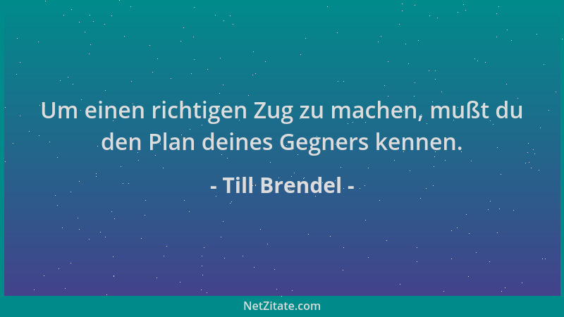 Till Brendel - Um einen richtigen Zug zu machen, mußt du den Plan deines Gegners kennen....
