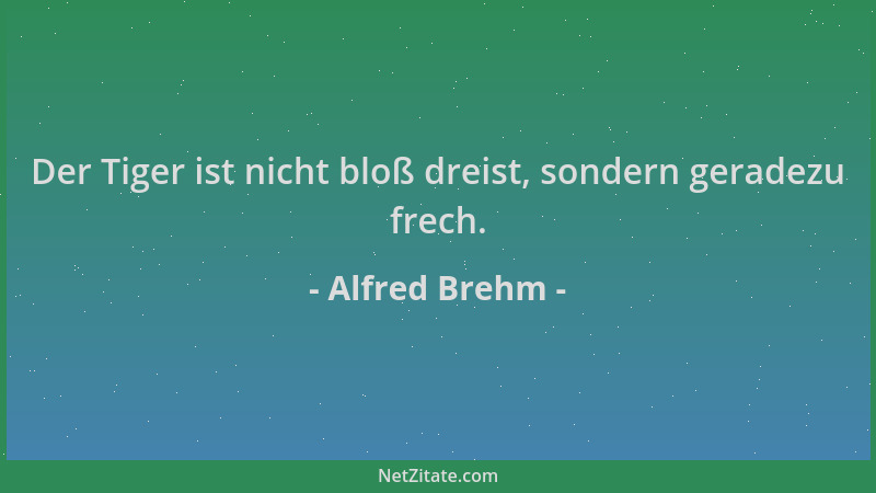 Alfred Brehm - Der Tiger ist nicht bloß dreist, sondern geradezu frech....