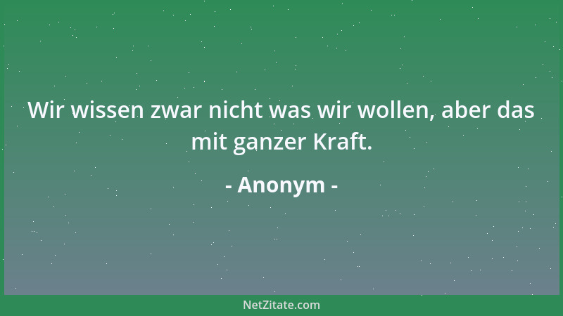 Anonym - Wir wissen zwar nicht was wir wollen, aber das mit ganzer Kraft....