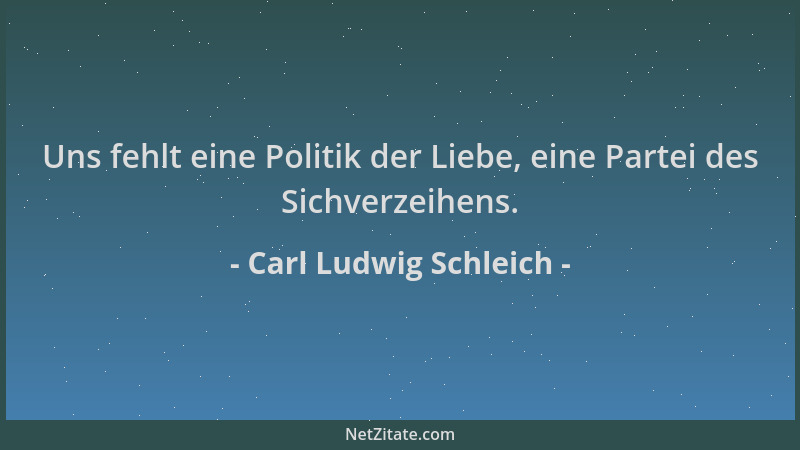 Carl Ludwig Schleich - Uns fehlt eine Politik der Liebe, eine Partei des Sichverzeihens....