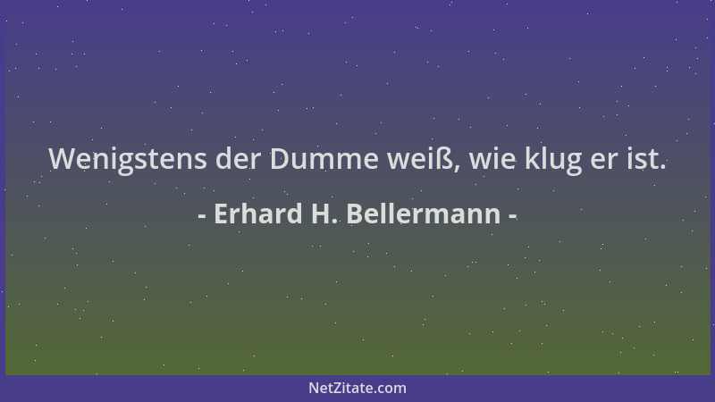 Erhard H. Bellermann - Wenigstens der Dumme weiß, wie klug er ist....