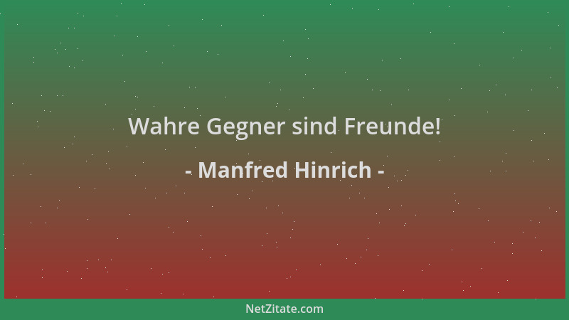 Manfred Hinrich - Wahre Gegner sind Freunde!...