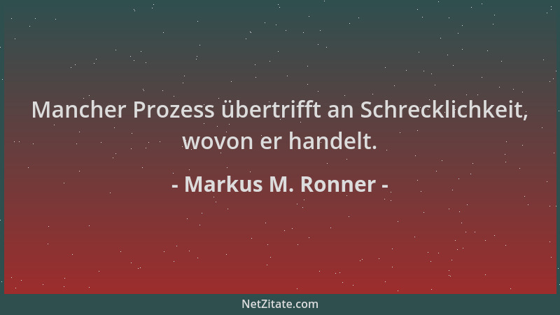 Markus M. Ronner - Mancher Prozess übertrifft an Schrecklichkeit, wovon er handelt....