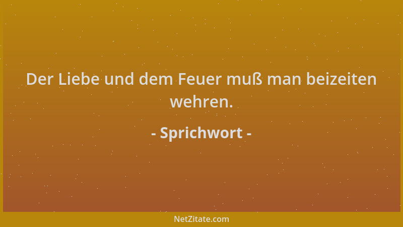 Sprichwort - Der Liebe und dem Feuer muß man beizeiten wehren....