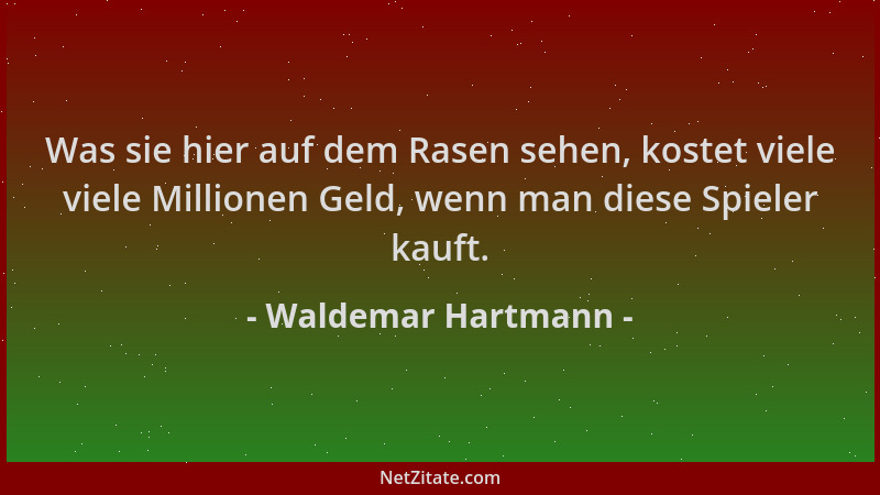 Waldemar Hartmann - Was sie hier auf dem Rasen sehen, kostet viele viele Millionen Geld, wenn man diese Spieler kauft....