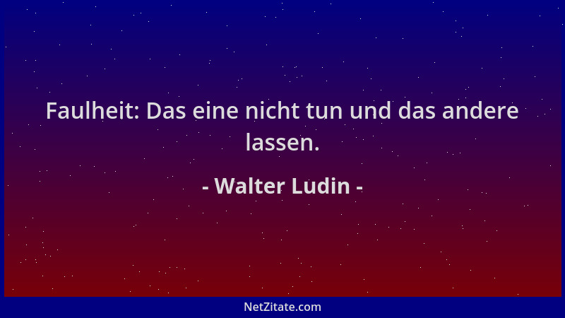 Walter Ludin - Faulheit: Das eine nicht tun und das andere lassen....