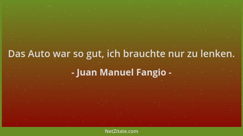 Juan Manuel Fangio - Das Auto war so gut, ich brauchte nur zu lenken....