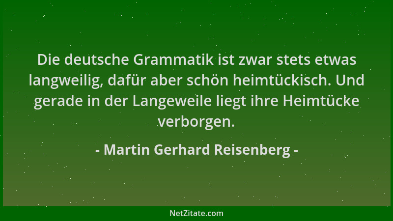 Martin Gerhard Reisenberg - Die deutsche Grammatik ist zwar stets etwas langweilig, dafür aber schön heimtückisch. Und gera...