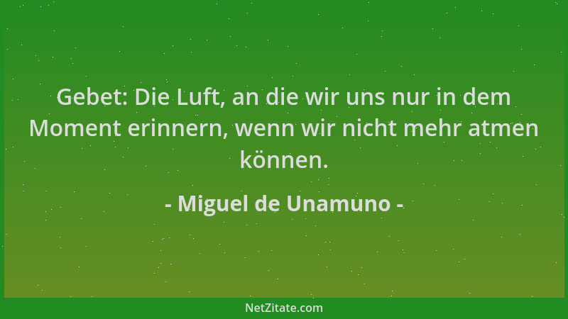 Miguel de Unamuno - Gebet: Die Luft, an die wir uns nur in dem Moment erinnern, wenn wir nicht mehr atmen können....