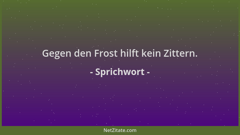 Sprichwort - Gegen den Frost hilft kein Zittern....