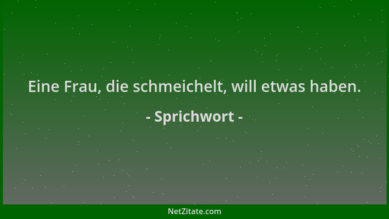 Sprichwort - Eine Frau, die schmeichelt, will etwas haben....
