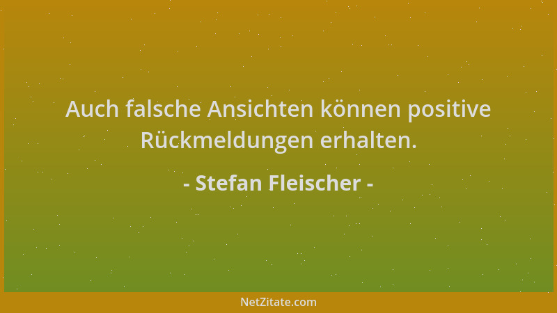 Stefan Fleischer - Auch falsche Ansichten können positive Rückmeldungen erhalten....