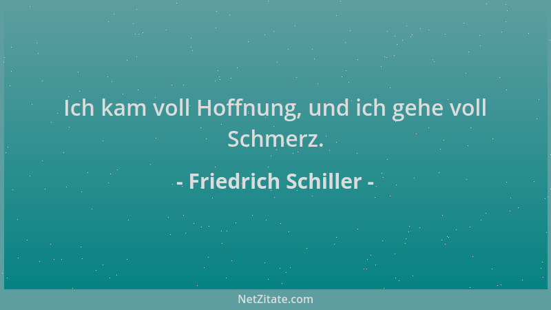 Friedrich Schiller - Ich kam voll Hoffnung, und ich gehe voll Schmerz....