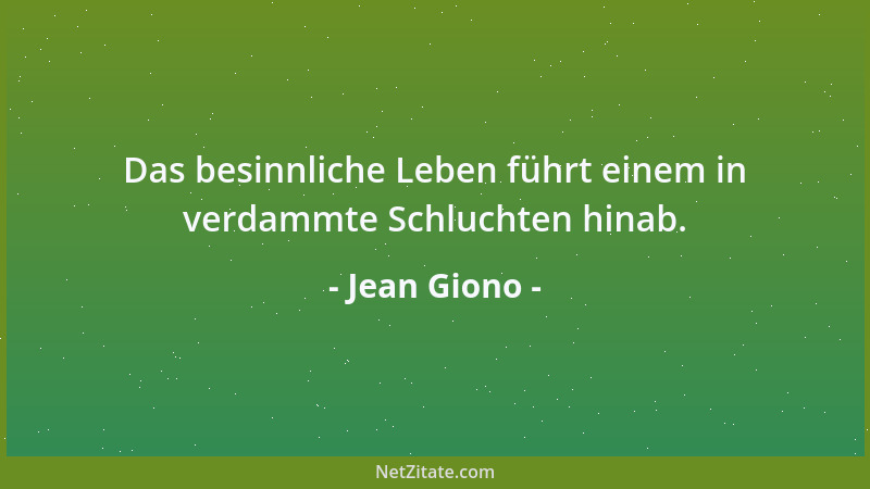 Jean Giono - Das besinnliche Leben führt einem in verdammte Schluchten hinab....