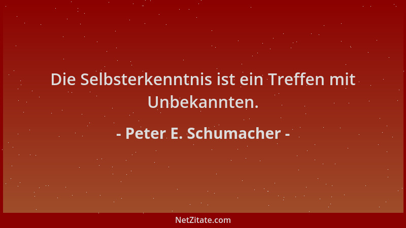Peter E. Schumacher - Die Selbsterkenntnis ist ein Treffen mit Unbekannten....