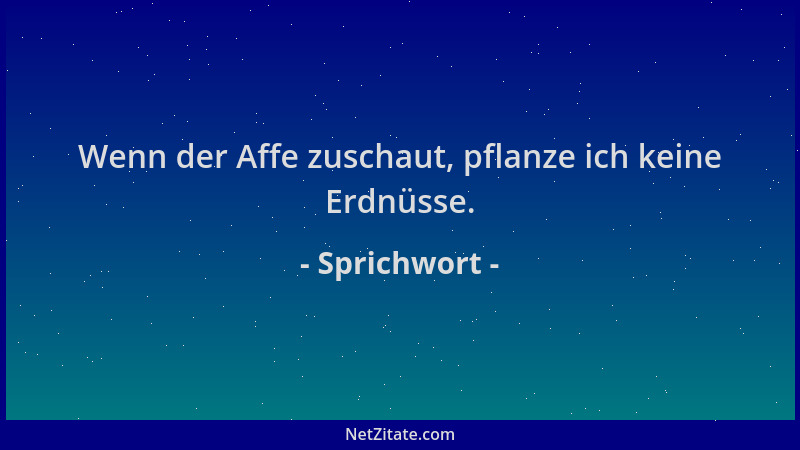 Sprichwort - Wenn der Affe zuschaut, pflanze ich keine Erdnüsse....