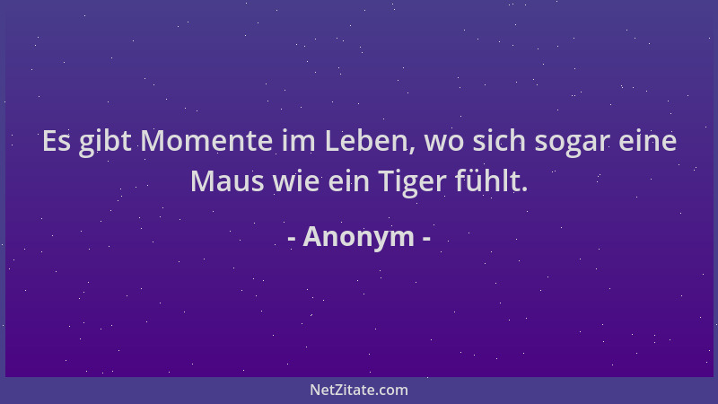 Anonym - Es gibt Momente im Leben, wo sich sogar eine Maus wie ein Tiger fühlt....