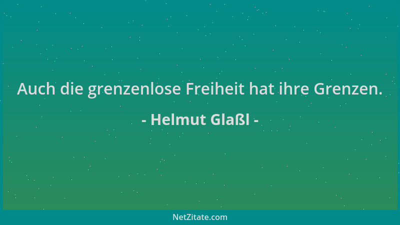 Helmut Glaßl - Auch die grenzenlose Freiheit hat ihre Grenzen....