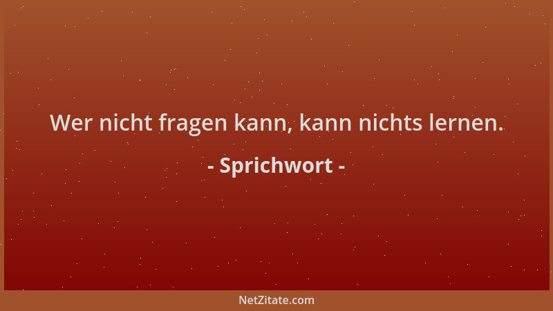 Sprichwort - Wer nicht fragen kann, kann nichts lernen....