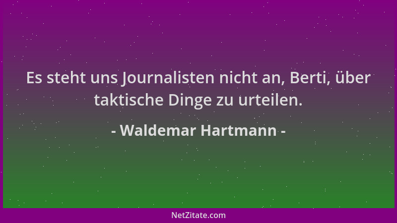 Waldemar Hartmann - Es steht uns Journalisten nicht an, Berti, über taktische Dinge zu urteilen....