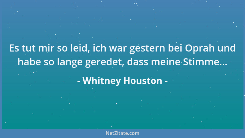 Whitney Houston - Es tut mir so leid, ich war gestern bei Oprah und habe so lange geredet, dass meine Stimme......