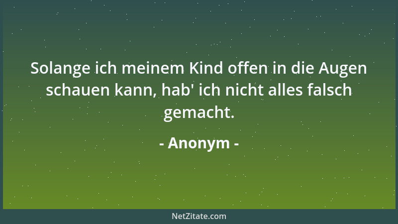 Anonym - Solange ich meinem Kind offen in die Augen schauen kann, hab ' ich nicht alles falsch gemacht....
