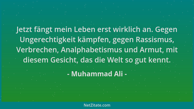 Muhammad Ali - Jetzt fängt mein Leben erst wirklich an. Gegen Ungerechtigkeit kämpfen, gegen Rassismus, Verbrechen, Analpha...