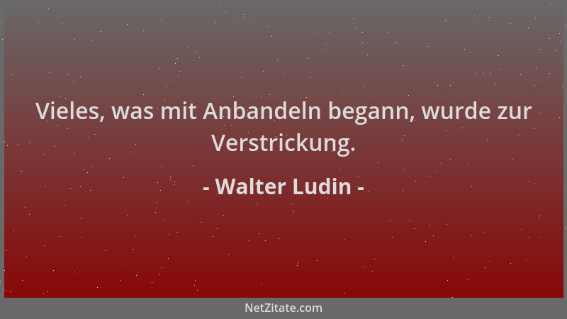 Walter Ludin - Vieles, was mit Anbandeln begann, wurde zur Verstrickung....
