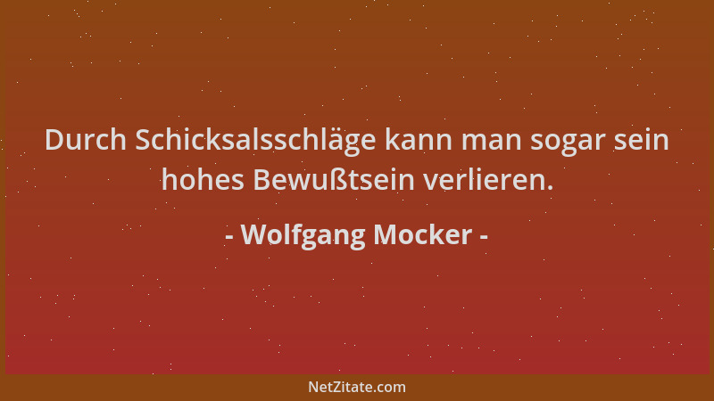 Wolfgang Mocker - Durch Schicksalsschläge kann man sogar sein hohes Bewußtsein verlieren....