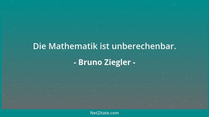 Bruno Ziegler - Die Mathematik ist unberechenbar....