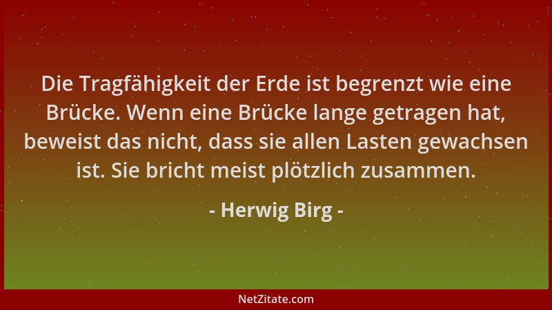 Herwig Birg - Die Tragfähigkeit der Erde ist begrenzt wie eine Brücke. Wenn eine Brücke lange getragen hat, beweist das nic...