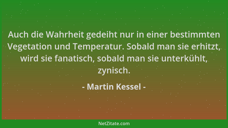 Martin Kessel - Auch die Wahrheit gedeiht nur in einer bestimmten Vegetation und Temperatur. Sobald man sie erhitzt, wird s...