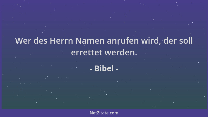 Bibel - Wer des Herrn Namen anrufen wird, der soll errettet werden....