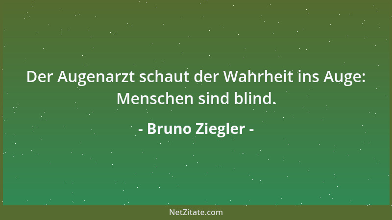 Bruno Ziegler - Der Augenarzt schaut der Wahrheit ins Auge: Menschen sind blind....