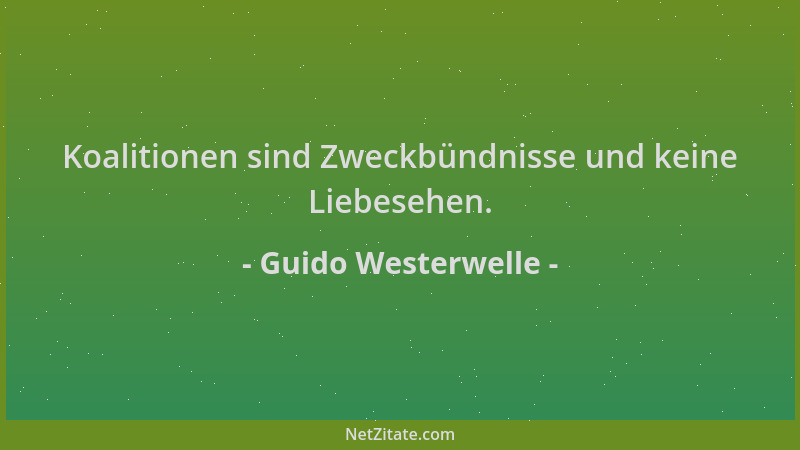 Guido Westerwelle - Koalitionen sind Zweckbündnisse und keine Liebesehen....