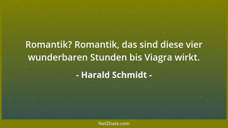 Harald Schmidt - Romantik? Romantik, das sind diese vier wunderbaren Stunden bis Viagra wirkt....