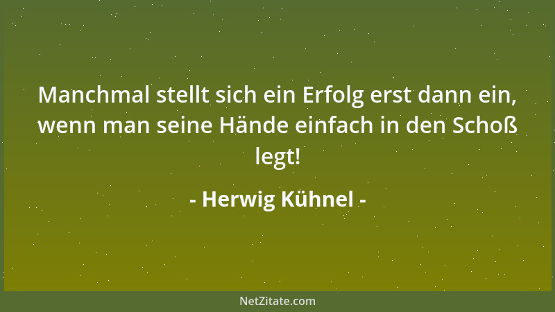 Herwig Kühnel - Manchmal stellt sich ein Erfolg erst dann ein, wenn man seine Hände einfach in den Schoß legt!...