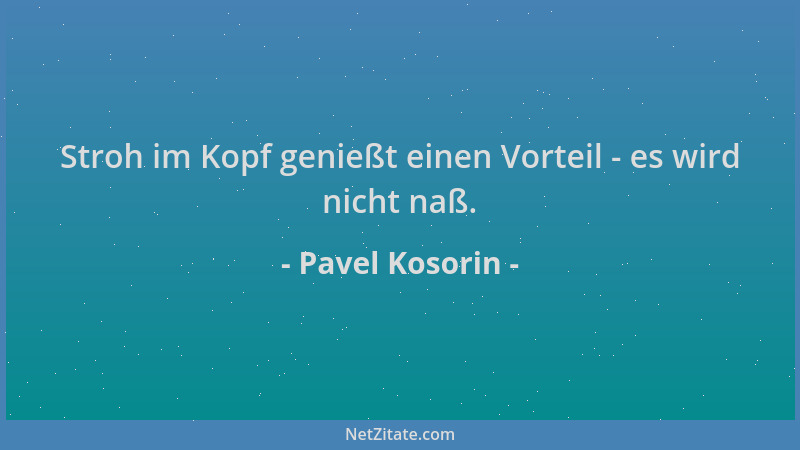 Pavel Kosorin - Stroh im Kopf genießt einen Vorteil - es wird nicht naß....
